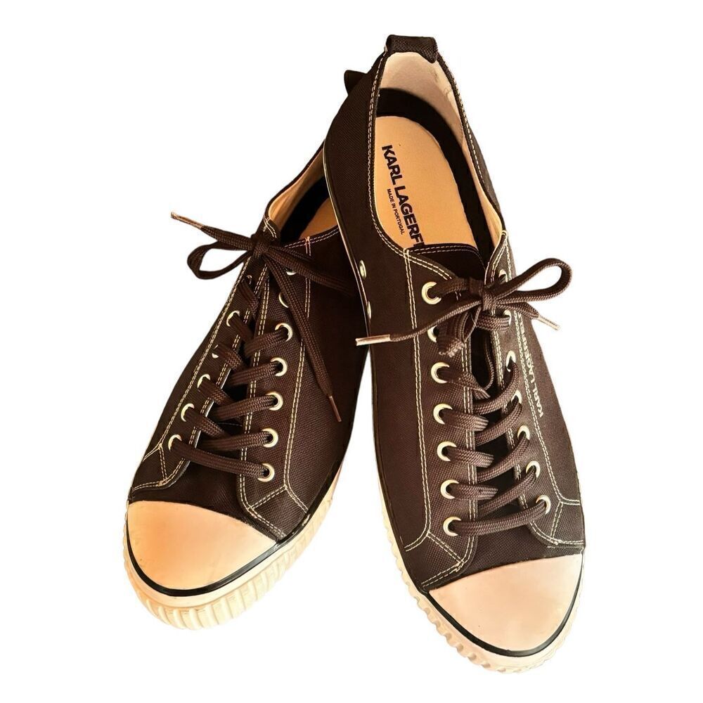 Karl Lagerfeld Round Toe Lace Up Sneakers in Black NWOT Size 13